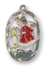 Zinnfigur Jahresengel 2013 doppelseitig, H: 5,5 cm